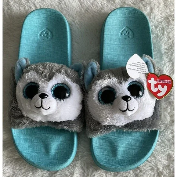 Ty SLUSH the Husky Fashion Pool Slides Kids/Children's Size Large (4-6)